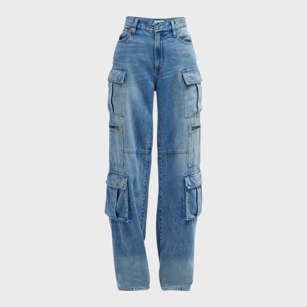 Alice + Olivia baggy denim cargo pants size 32 $395 retail - Picture 15 of 16